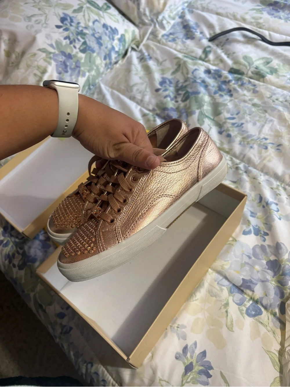 Michael Kors Rose Gold Embellished Women's Sneakers